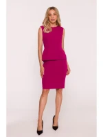 S427 Peplum šaty - slivka
