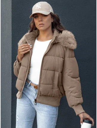 Dámska prešívaná zimná bunda s kožušinou COLDPACK camel FashionStreet TY4427 Dámska prešívaná zimná bunda s kožušinou COLDPACK camel FashionStreet TY4427
