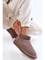 Damskie Zamszowe Niskie Śniegowce Szare Shelie