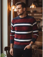 Pánsky pruhovaný červený sveter FashionStreet WX2264
