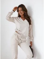 Béžová melanžová bavlnená tepláková súprava (VE59) Béžová melanžová bavlnená tepláková súprava (VE59)