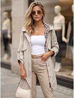 Dámska prechodná bunda typu parka s kapucňou, béžová, FashionStreet TY5812