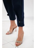 Letné nohavice Punto so zapínaním na nohaviciach tmavomodré