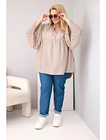 Plus veľkosť dámske viskózové blúzka s volánom rukávy a V-výstrih Fango Plus veľkosť dámske viskózové blúzka s volánom rukávy a V-výstrih Fango