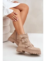 Ocieplane Botki Damskie Ze Zdobieniem Beżowe Ciascia