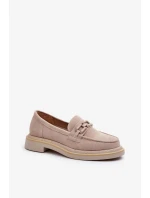 Dámske semišové mokasíny na podpätku s béžovým zdobením D&A Dámske semišové mokasíny na podpätku s béžovým zdobením D&A