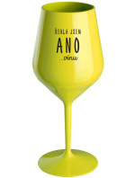 ŘEKLA JSEM ANO...VÍNU - žlutá nerozbitná sklenice na víno 470 ml