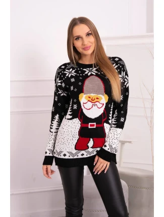 Vianočný sveter so Santa Clausom čierny