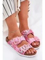 Klapki Damskie Z Klamrami I Brokatem S.Barski RB51-006 Różowe