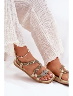 Sandały Damskie Ze Zdobieniem Wąż Eko Skórzane Artiker 56C1362 Złote