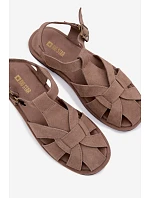 Dámske ploché sandále Natural Suede Big Star TT274250 Beige