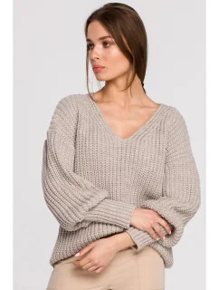 Dámsky sveter S268 béžový - Stylove