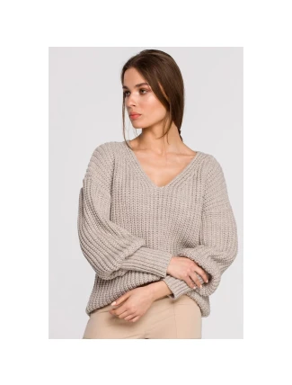 Dámsky sveter S268 béžový - Stylove Dámsky sveter S268 béžový - Stylove