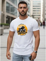 Pánske bavlnené tričko s motorkárskou potlačou biele FashionStreet NX5095R