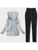 Šedá tepláková súprava s kapucňou a vysokým stojačikom (AMG747A)