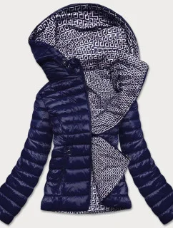 Tmavomodrá obojstranná dámska prešívaná bunda (B9775-3)