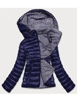 Tmavomodrá obojstranná dámska prešívaná bunda (B9775-3)