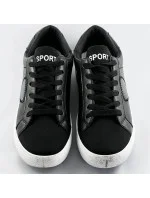 Čierne dámske tenisky trampky z rôznych spojených materiálov (1088)