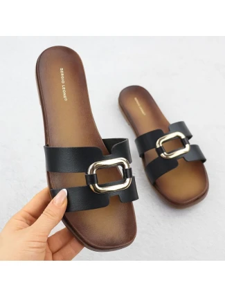 Dámske žabky s ornamentom čierne Sergio Leone SK077H