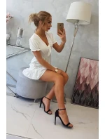 Šaty s viazaným výstrihom do V ecru