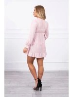 Šaty s ozdobnými volánikmi púdrovo ružové