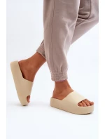 Damskie Klapki Na Grubej Podeszwie Beżowe Oreithano