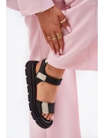 Dámske kožené sandále na platforme Zazoo 40443 black