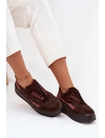 Sneakersy Damskie Z Naturalnego Zamszu Na Platformie Zazoo N1265S3 Czekoladowe