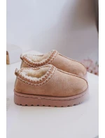 Śniegowce Botki Dziecięce Na Platformie Ocieplane Futerkiem Beżowe Vilabria