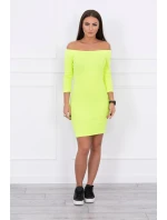 Pruhované vypasované šaty žlté neónové