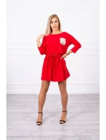 Šaty s flitrovým vreckom červené