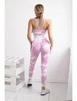 Fitness set top + legíny push up svetlo ružová + ecru
