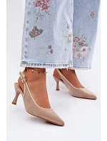 Dámské sandály na podpatku s lemovkou béžové Relmira
