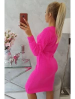 Sveter Šaty pruhované ružové neónové