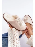 Damskie Klasyczne Kapcie Wsuwane Ocieplane Beżowe Mabira