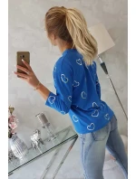 Nevädze modrá blúzka s potlačou srdca