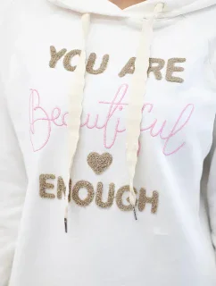 Bavlnená mikina s kapucňou ecru