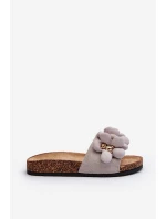 Klapki Damskie Z Ozdobami Szare Bunlia