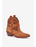 Zamszowe Botki Kowbojki Ażurowe Na Obcasie Zazoo 2994 Camel Zamszowe Botki Kowbojki Ażurowe Na Obcasie Zazoo 2994 Camel