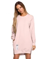 M676 Svetrová tunika so zipsami - cukríkovo ružová