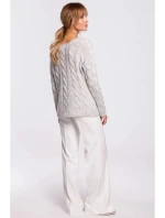 Sveter s výstrihom Bateau M511 sivý - Moe