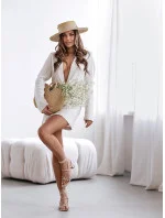 Béžový dámsky oblek s plátnom (VE48)