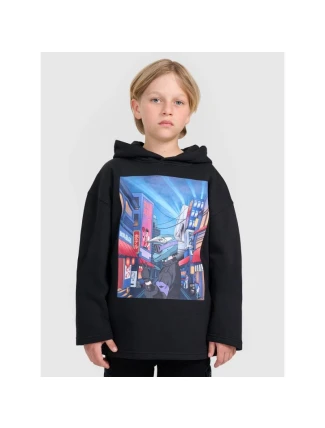 Chlapčenská mikina bez prúžkov s kapucňou 4F 4FJRAW25TSWSM2345-20S