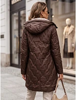 Dámska prešívaná prechodová bunda s kapucňou, hnedá, FashionStreet TY5769 Dámska prešívaná prechodová bunda s kapucňou, hnedá, FashionStreet TY5769