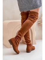 Kozaki Na Płaskim Obcasie Za Kolano Z Eko Zamszu Camel Linnithia