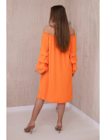 Španielske šaty s ozdobnými rukávmi oranžové