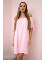 Šaty viazané na rukávoch svetlo púdrovo ružové