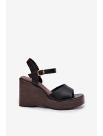 Dámské sandály na platformě Eko kůže Černé Parilisse
