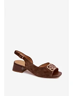 Elegantné sandále na podpätku z prírodného semišu D&A CE61-3127 Brown Elegantné sandále na podpätku z prírodného semišu D&A CE61-3127 Brown