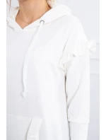 Šaty s ozdobnými volánikmi a kapucňou ecru